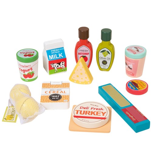 Pieces wooden play food set - wooden,