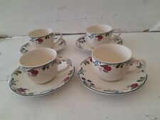 Poole Pottery Enhlish Earthenware Cranborne 4 x Cups and Saucers
