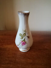 Chodziez Small Roses Flowers Vase Footed White Pink Floral Motif Poland 14.5cm