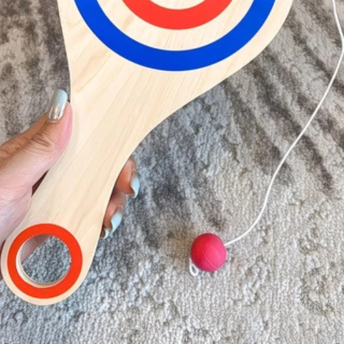 Wooden paddle ball - with, string