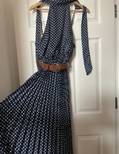 Polka dot zara navy midi - navy,
