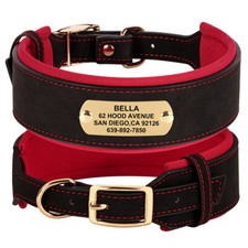 Personalised Custom Dog Collar Wide for Large Dogs Soft Padded Adjustable M-XL