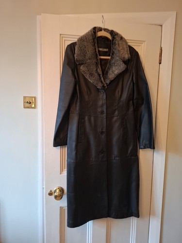 Real leather long coat faux - real,