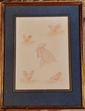 Nice Vintage Pencil Sketch - Studies Of A Cockerel