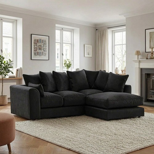 Black plush velvet seater - 4,