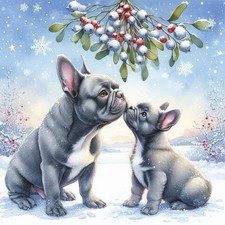 Single Luxury Grey French Bulldog Frenchie Christmas Card Dog Gift/Present XMP