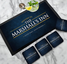 Personalised Bar Mat | Coasters - grunge Bar runner - Custom bar Accessories set