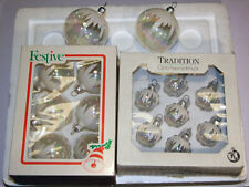 15 vintage round/decorated transparent/white glass Christmas ornaments/baubles