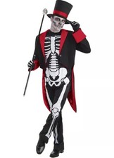 Mr & Mrs Bones Jangles Halloween Skeleton Costume Fancy Dress Mens Ladies Outfit