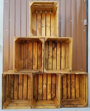 Set of 6 Vintage Wooden Crates, Rustic Wood Boxes, Storage Farmhouse, Log Crate