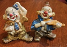 2x Vintage Ceramic Clown