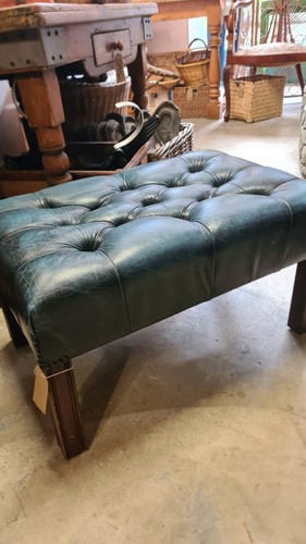 Blue leather chesterfield - blue,
