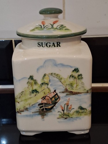 Vintage sugar storage jar with - vintage,