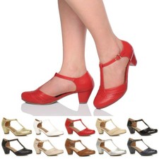 WOMENS LADIES LOW MID HEEL