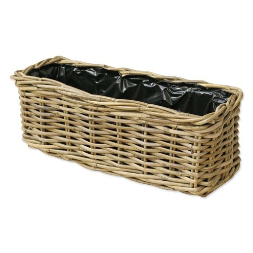 Grey buff rattan planter - buff,