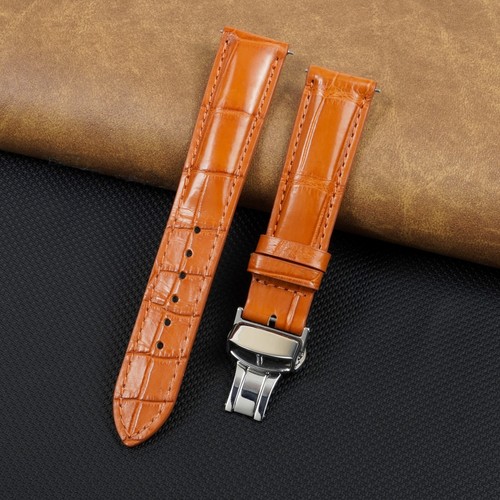 Orange leather watch strap - watch,