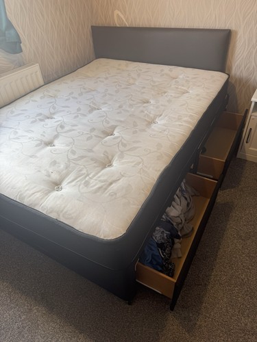 Hemnes double bed with drawers - double,