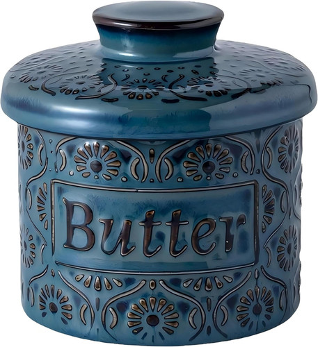 Ceramic butter crock with lid - ceramic,