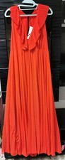 Zara Women's Red Flowing Pleated Maxi Dress, Size L