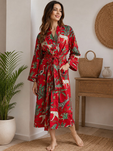 Safari print cotton kimono - safari,