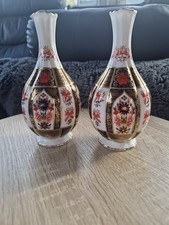 A Pair Of Royal Crown Derby Orchid Vase