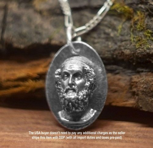 Homer silver necklace iliad - necklace,,