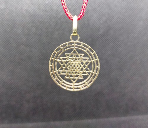 Shri yantra pendant - pendant, brass