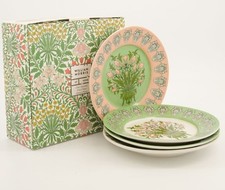 Dessert  Plates William Morris Set of 4 GREEN PINK WHITE Fine Bone China Floral