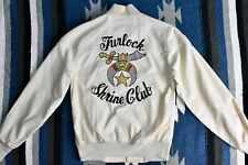 Vtg 80s Campus White Poly Chain Stitch Shriners Club Jacket Coat Temple Masons S
