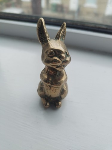 Vintage solid brass rabbit - brass,