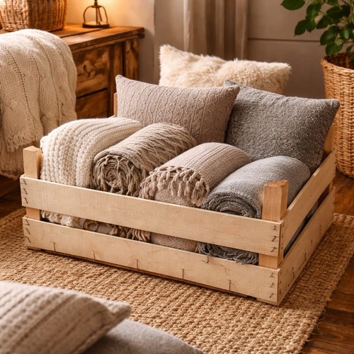 Rustic wooden storage crate - wooden,