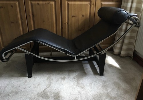Leather and chrome lounger - and,