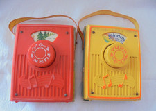 Vintage Fisher Price Music Box Pocket Radio x2 1960s Raindrops Fallin & Do Re Mi