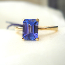 1.65ct Octagon Cut Top Quality AAA Tanzanite 14ct Yellow Gold Ring
