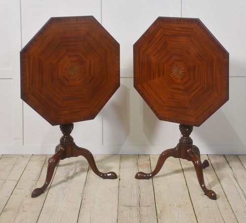 Pair inlaid mahogany tripod - mahogany,