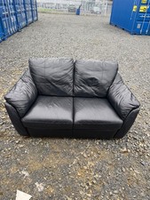 2 Seater Full Leather Black Sofa GREAT CONDITION DELIVERY AVAILABLE🚚