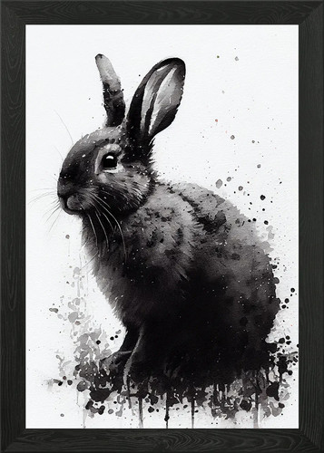 Rabbit watercolor framed wall - rabbit,