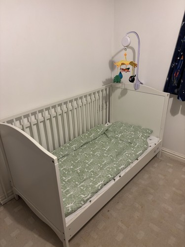 White wooden nursery cotbed - nursery,