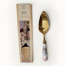 Vintage St Michael Oriental Blossom Cake Slice Gold Japan 1989 w/ Box Gif