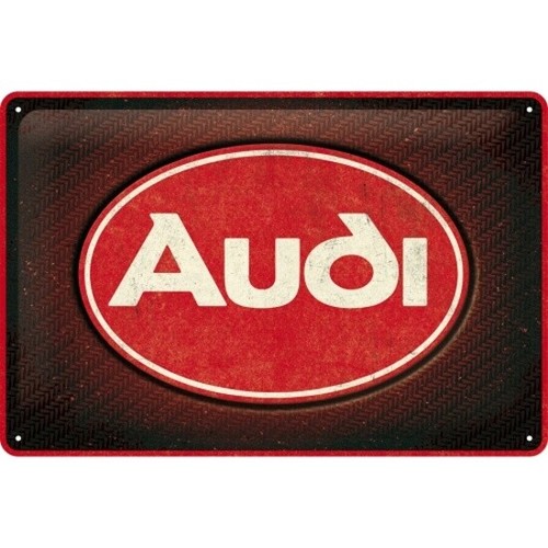 Audi logo metal sign red - , shine