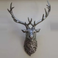 Wall Mounted Stag Head Deer Sculpture Large Vintage Reindeer Ornament Xmas