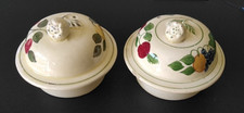 Two Adams Titian Ware Ivory Hand Painted Fruit Decor Teapot Lids, c. 1920s