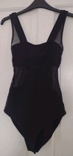 MISS SELFRIDGE BLACK BODYSUIT SIZE 8 - SHEER MESH PANELS 