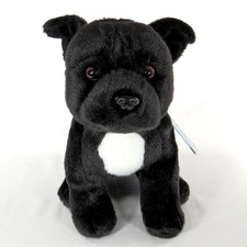 Staffordshire Bull Terrier Black 24cmH.  Plush Soft Toy Staffy Faithful Friends.