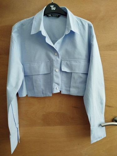 Zara cropped shirt baby blue - shirt,