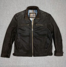 M&S North Coast Men's XL Brown Suede Leather Full Zip Utility Bomber Jacket