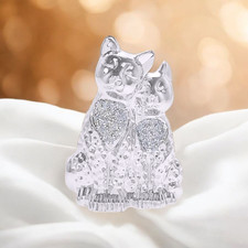Silver Diamante Standing Cat