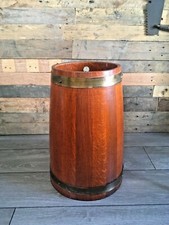 ENGLISH ANTIQUE R.A. LISTER COOPERED OAK BARREL WALKING STICK UMBRELLA STAND