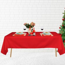 Red Rectangular Polyester Tablecloth 70x144in Seamless Machine Washable Party