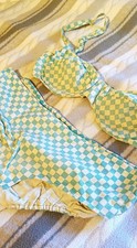 vintage 1960s women’s checkered bikini retro mod swimwear set rare find